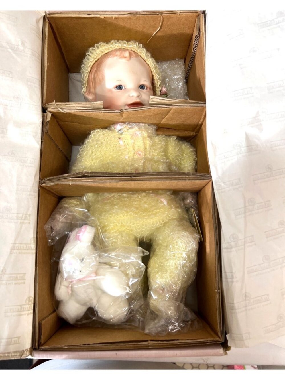 Ashton Drake Vintage Porcelain Doll "Her Very First Smile" With Yellow Outfit
